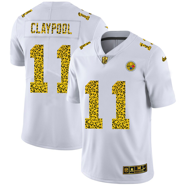 Men's Pittsburgh Steelers #11 Chase Claypool White NFL 2020 Leopard Print Fashion Limited Stitched Jersey